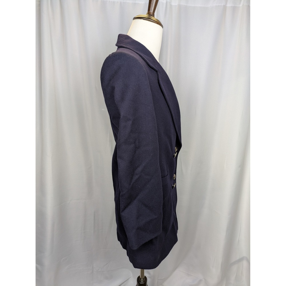 Forecaster of Boston Blazer Women's 7/8 Navy Blue 100% Pure Wool Double Breasted - Picture 10 of 13